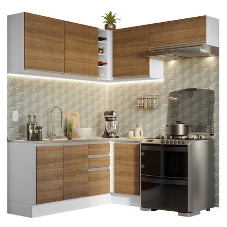 Cocina Integral Glamy Marron 349x225cm sin Mesón y sin Estufa - COCINAS | Bylmo
