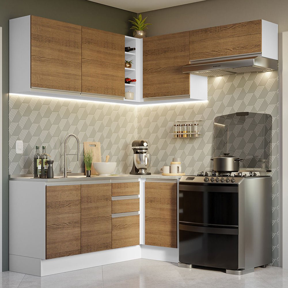 Cocina Integral Glamy Marron 349x225cm sin Mesón y sin Estufa - COCINAS | Bylmo