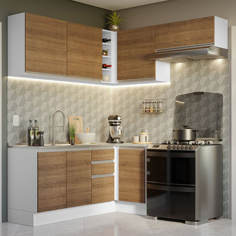 Cocina Integral Glamy Marron 349x225cm sin Mesón y sin Estufa - COCINAS | Bylmo