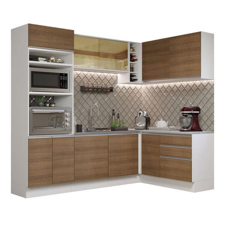 Cocina Integral Glamy Marron 399x225cm sin Mesón y sin Estufa - COCINAS | Bylmo