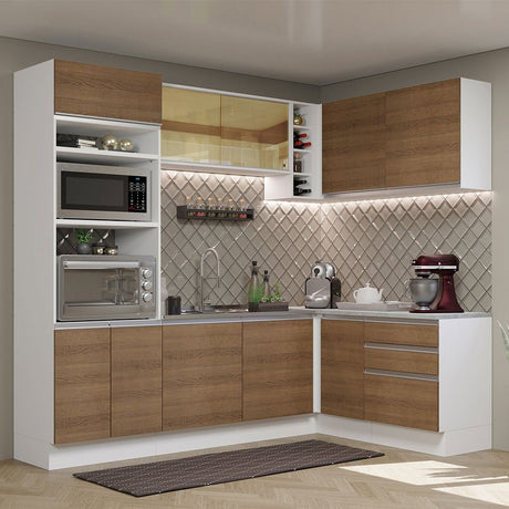 Cocina Integral Glamy Marron 399x225cm sin Mesón y sin Estufa - COCINAS | Bylmo