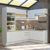 Cocina Integral Glamy Blanco 419x225cm sin Mesón y sin Estufa - COCINAS | Bylmo