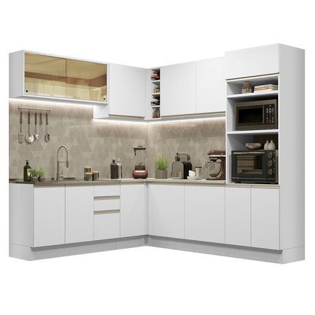 Cocina Integral Glamy Blanco 459x225cm sin Mesón y sin Estufa - COCINAS | Bylmo