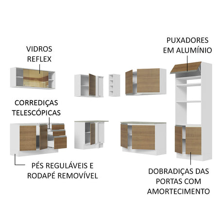 Cocina Integral Glamy Marron 459x225cm sin Mesón y sin Estufa - COCINAS | Bylmo