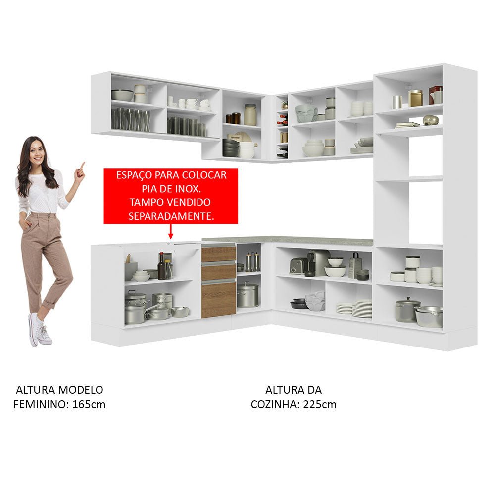 Cocina Integral Glamy Marron 459x225cm sin Mesón y sin Estufa - COCINAS | Bylmo