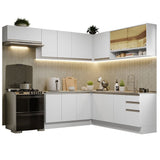 Cocina Integral Glamy Blanco 469x225cm sin Mesón y sin Estufa - COCINAS | Bylmo