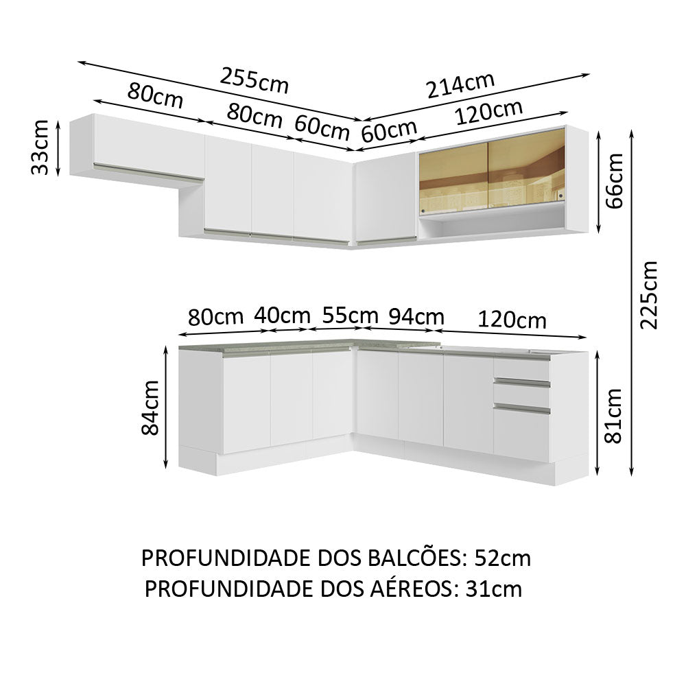 Cocina Integral Glamy Blanco 469x225cm sin Mesón y sin Estufa - COCINAS | Bylmo