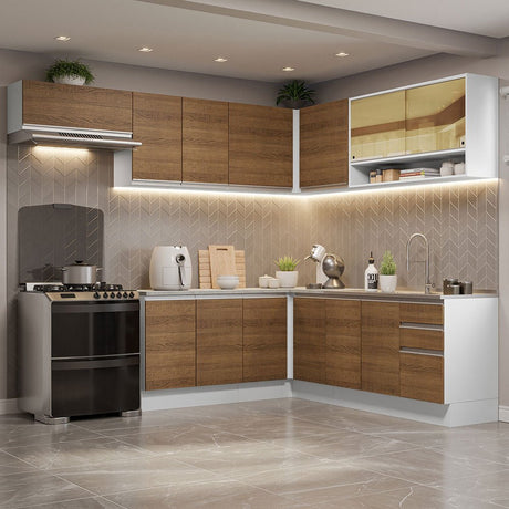Cocina Integral Glamy Marron 469x225cm sin Mesón y sin Estufa - COCINAS | Bylmo