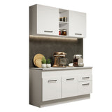 Cocina Integral Agata Blanco 150x225cm con Mesón de Madera y sin Estufa - COCINAS | Bylmo
