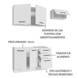 Cocina Integral Agata Blanco 180x225cm sin Mesón y sin Estufa - COCINAS | Bylmo