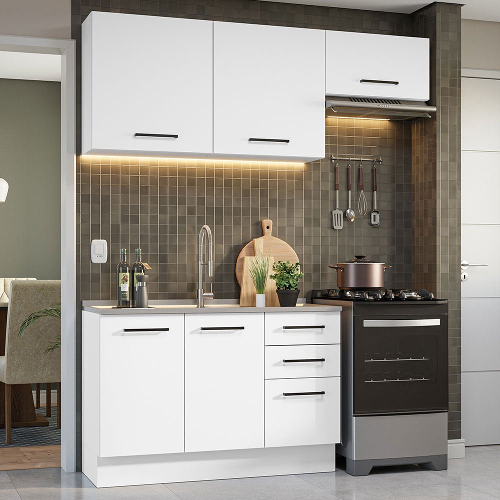 Cocina Integral Agata Blanco 180x225cm sin Mesón y sin Estufa - COCINAS | Bylmo