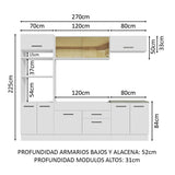Cocina Integral Agata Blanco 270x225cm sin Mesón con Dso Muebles Inferiores y sin Estufa - COCINAS | Bylmo