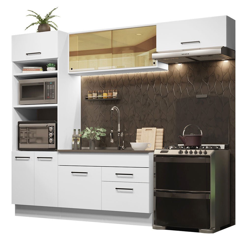 Cocina Integral Agata Blanco 270x225cm sin Mesón con Un Mueble para Horno y sin Estufa - COCINAS | Bylmo