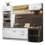 Cocina Integral Agata Blanco 270x225cm sin Mesón con Un Mueble para Horno y sin Estufa - COCINAS | Bylmo