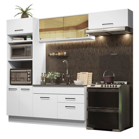 Cocina Integral Agata Blanco 270x225cm sin Mesón con Un Mueble para Horno y sin Estufa - COCINAS | Bylmo