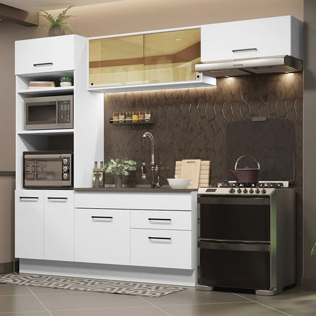 Cocina Integral Agata Blanco 270x225cm sin Mesón con Un Mueble para Horno y sin Estufa - COCINAS | Bylmo