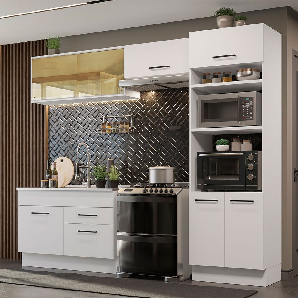 Cocina Integral Agata Blanco 270x225cm sin Mesón con Doce Entrepaños y sin Estufa - COCINAS | Bylmo