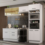 Cocina Integral Agata Blanco 270x225cm sin Mesón con Doce Entrepaños y sin Estufa - COCINAS | Bylmo