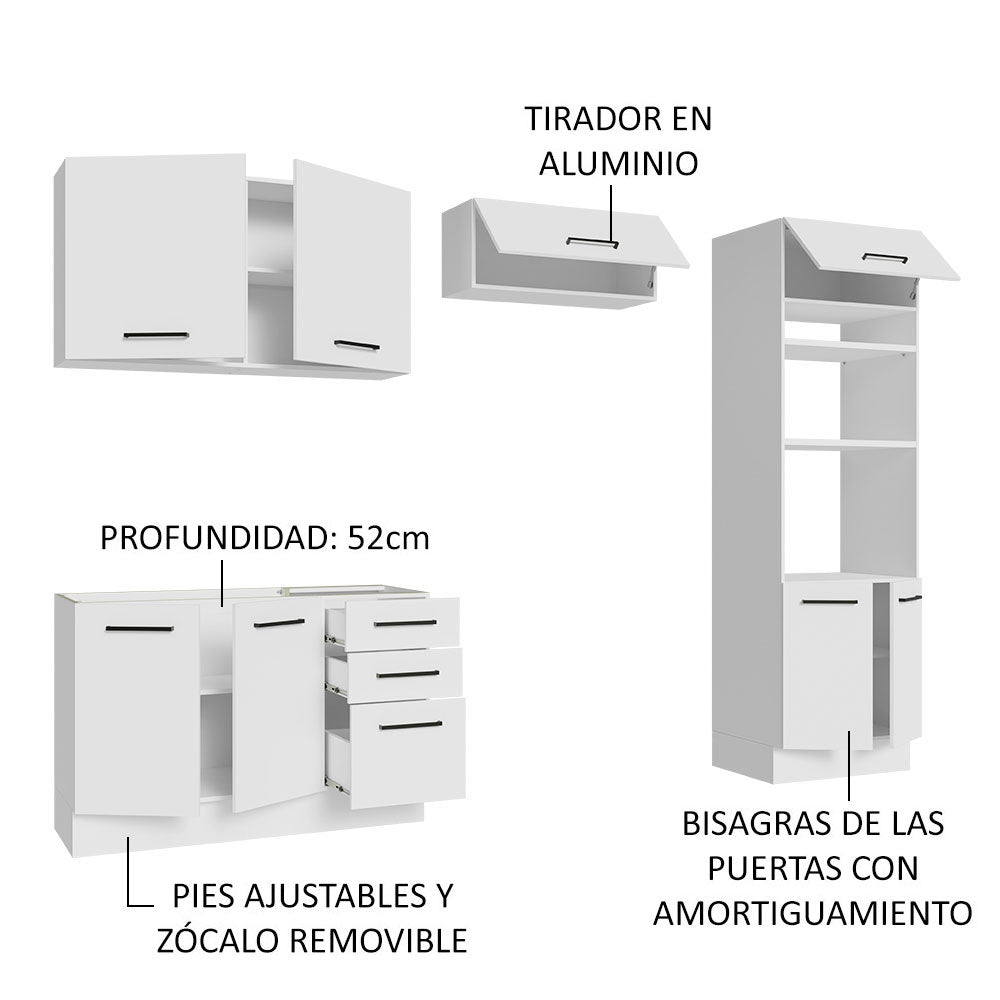 Cocina Integral Agata Blanco 270x225cm sin Mesón y sin Estufa - COCINAS | Bylmo
