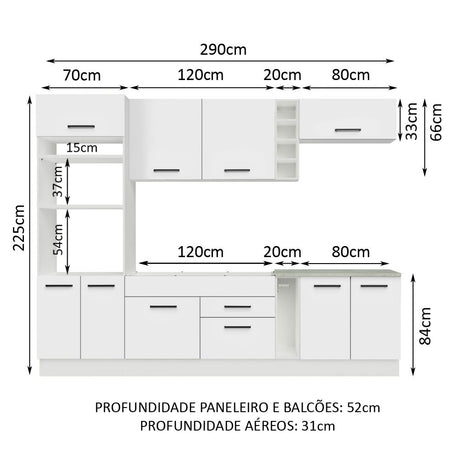 Cocina Integral Agata Blanco 290x225cm sin Mesón y sin Estufa - COCINAS | Bylmo