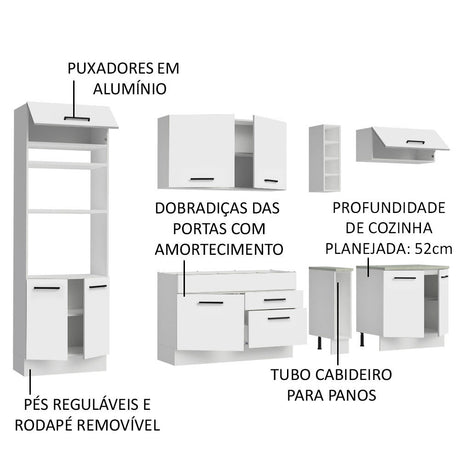 Cocina Integral Agata Blanco 290x225cm sin Mesón y sin Estufa - COCINAS | Bylmo