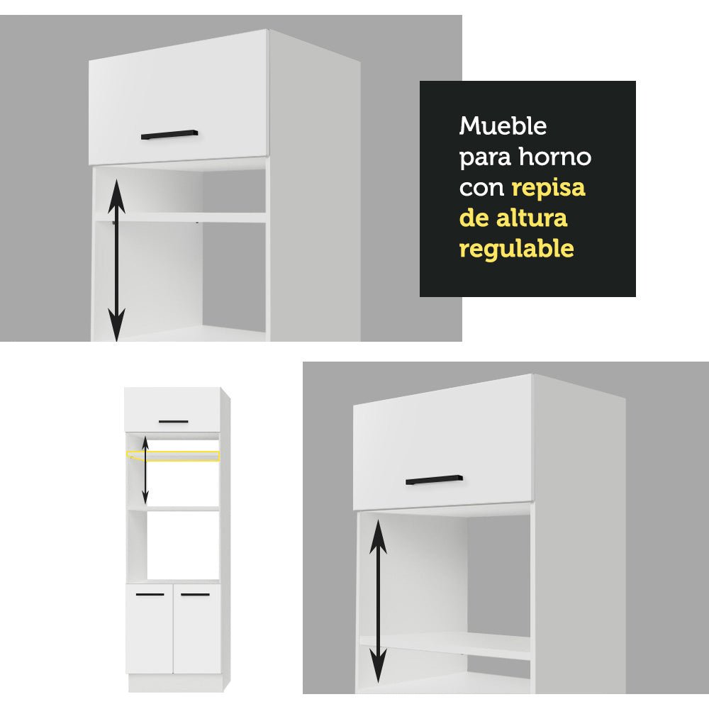 Cocina Integral Agata Blanco 330x225cm sin Mesón con Un Cajón para Cubiertos y sin Estufa - COCINAS | Bylmo