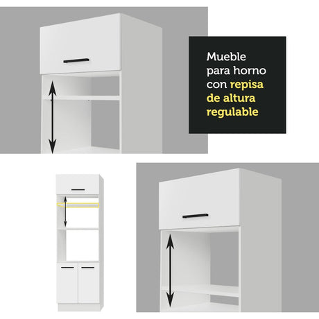 Cocina Integral Agata Blanco 330x225cm sin Mesón con Un Cajón para Cubiertos y sin Estufa - COCINAS | Bylmo