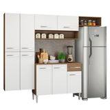 Cocina Integral Emily Fit Marron 229x186cm con Mesón de Madera y sin Estufa - COCINAS | Bylmo
