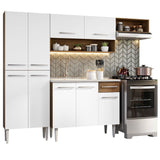 Cocina Integral Emily Blanco 229x186cm con Mesón de Acero Inoxidable y sin Estufa - COCINAS | Bylmo