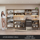 Cocina Integral Emily Marron 293x186cm con Mesón de Acero Inoxidable con Catorce Entrepaños y sin Estufa - COCINAS | Bylmo
