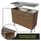 Cocina Integral Emily Marron 293x186cm con Mesón de Acero Inoxidable con Catorce Entrepaños y sin Estufa - COCINAS | Bylmo