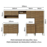 Cocina Integral Emily Marron 293x186cm con Mesón de Acero Inoxidable y sin Estufa - COCINAS | Bylmo