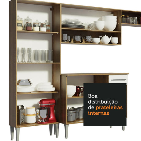 Cocina Integral Emily Blanco 293x186cm con Mesón de Acero Inoxidable y sin Estufa - COCINAS | Bylmo