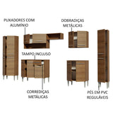Cocina Integral Emily Joy Marron 325x186cm con Mesón de Madera con Diceciocho Entrepaños y sin Estufa - COCINAS | Bylmo