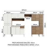 Cocina Integral Emily Joy Marron 325x186cm con Mesón de Madera y sin Estufa - COCINAS | Bylmo