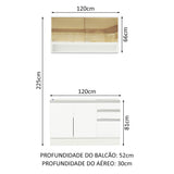 Cocina Integral Glamy Blanco 120x225cm sin Mesón con Ocho Entrepaños y sin Estufa - COCINAS | Bylmo