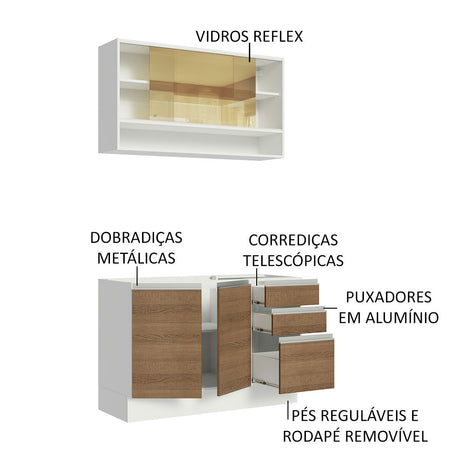 Cocina Integral Glamy Marron 120x225cm sin Mesón con Siete Entrepaños y sin Estufa - COCINAS | Bylmo