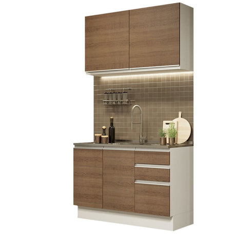Cocina Integral Glamy Marron 120x225cm sin Mesón y sin Estufa - COCINAS | Bylmo