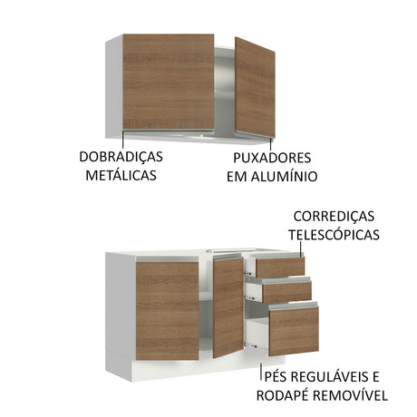 Cocina Integral Glamy Marron 120x225cm sin Mesón y sin Estufa - COCINAS | Bylmo
