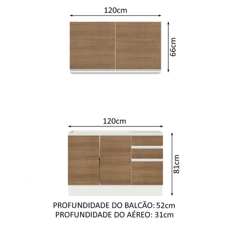 Cocina Integral Glamy Marron 120x225cm sin Mesón y sin Estufa - COCINAS | Bylmo