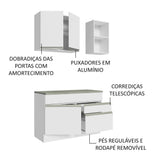 Cocina Integral Glamy Blanco 120x225cm con Mesón de Acero Inoxidable con Dos Cajones y sin Estufa - COCINAS | Bylmo
