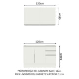 Cocina Integral Glamy Blanco 120x225cm con Mesón de Acero Inoxidable y sin Estufa - COCINAS | Bylmo