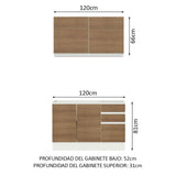 Cocina Integral Glamy Marron 120x225cm con Mesón de Acero Inoxidable y sin Estufa - COCINAS | Bylmo