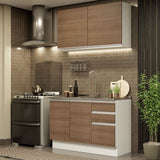 Cocina Integral Glamy Marron 120x225cm con Mesón de Acero Inoxidable y sin Estufa - COCINAS | Bylmo