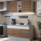 Cocina Integral Glamy Marron 150x225cm con Mesón de Madera y sin Estufa - COCINAS | Bylmo