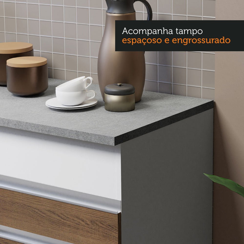 Cocina Integral Glamy Marron 150x225cm con Mesón de Madera y sin Estufa - COCINAS | Bylmo