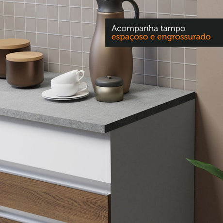 Cocina Integral Glamy Marron 150x225cm con Mesón de Madera y sin Estufa - COCINAS | Bylmo