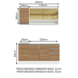 Cocina Integral Glamy Marron 160x225cm sin Mesón con Once Entrepaños y sin Estufa - COCINAS | Bylmo