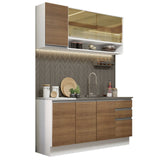 Cocina Integral Glamy Marron 160x225cm con Mesón de Acero Inoxidable y sin Estufa - COCINAS | Bylmo