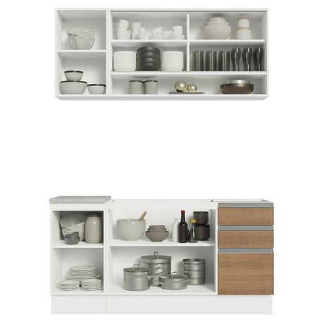 Cocina Integral Glamy Marron 160x225cm con Mesón de Acero Inoxidable y sin Estufa - COCINAS | Bylmo
